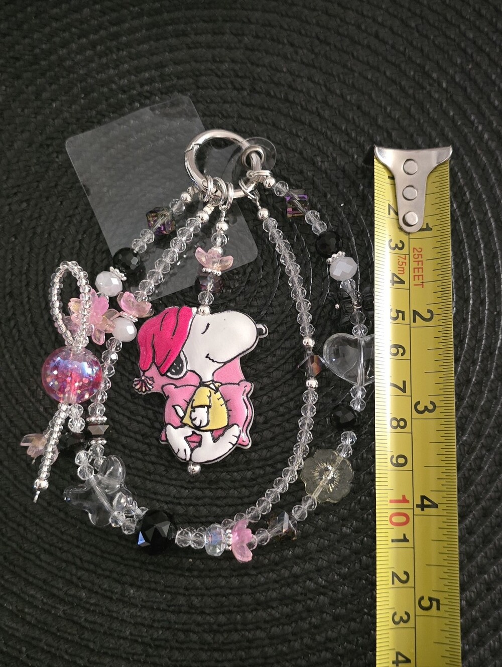 Snoopy Beaded Phone Charm Keychain